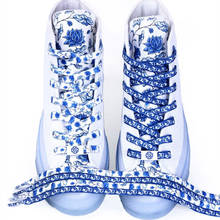Синие и белые фарфоровые шнурки, повседневные плоские спортивные шнурки, кружевные шнурки для обуви, кроссовок, шнурки для обуви, модные аксессуары для обуви унисекс 2024 - купить недорого