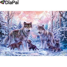 DIAPAI Diy 5d Diamond Painting "Animal wolf family" Cross Stitch Square Round Diamond Embroidery Handwork Rhinestone Art A26834 2024 - buy cheap