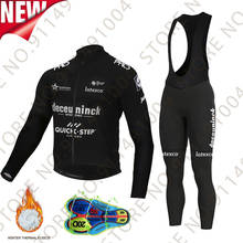 Quick Step Team 2021 Black Winter Cycling Jersey Thermal Fleece Cycling Clothing Long Sleeve MTB Bike Pants Bib Maillot Culotte 2024 - buy cheap