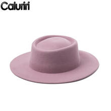 Caluriri шерстяная фетровая шляпа Зимняя уличная женская элегантная широкополая шляпа из 100% шерсти женская розовая Зимняя шляпа темпераментная шерстяная фетровая шляпа 2024 - купить недорого