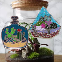 Terrarium Brooch desert Plant Cute Glitter sea flower Enamel Pin pot culture Badge Jewelry 2024 - buy cheap