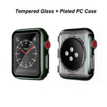 Funda de reloj para Apple Watch 1, 2, 3, 4, 5, 38MM, 40MM, 42MM, 44MM, cubierta de vidrio templado HD, Funda dura para iWatch 4 y 5 2024 - compra barato