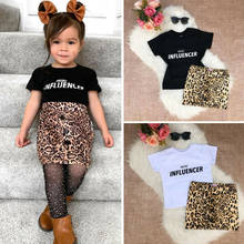 2PCS Toddler Kids Baby Girl Clothes Letter Printed Tops T-Shirt+Leopard Print Skirt Outfits Summer Fashion Clothes 2024 - buy cheap