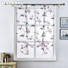 NAPEARL Floral Design Kitchen Curtains Short Sheer Roman Blinds Door Modern Tulle Fabrics Valance 2024 - buy cheap