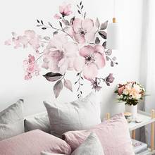 Розовый белый акварель пион цветы наклейки на стену для детской комнаты Гостиная Спальня украшение дома Наклейка на стену домашний декор цветочный 2022 - купить недорого