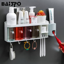 BAISPO-soporte para cepillo de dientes combinado, organizador automático de pasta de dientes montado en la pared, accesorios de baño multifuncionales, estante de almacenamiento 2024 - compra barato