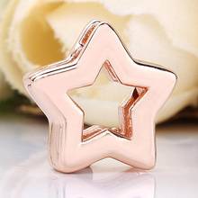 Original Rose Gold Reflexions Star Clip Stopper Lock Beads Fit 925 Sterling Silver pandora Charm Bracelet Bangle Diy Jewelry 2024 - buy cheap