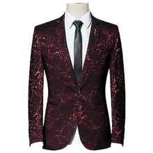 Blazer masculino de marca com estampa de luxo, jaqueta de qualidade superior, slim fit, roupa de festa, 2021 2024 - compre barato