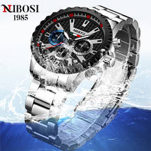 Новинка 2021, модные мужские часы NIBOSI из нержавеющей стали, топовый бренд, роскошные спортивные кварцевые часы с хронографом, мужские часы 2024 - купить недорого