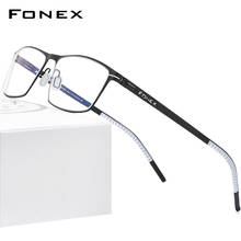 FONEX Alloy Eyeglasses Frame Men Square Myopia Prescription Optical Glasses 2020 New Male Full Korean Screwless Eyewear 993 2024 - buy cheap