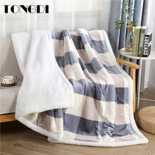 TONGDI Warm Soft Plaid Cashmere Raschel Blanket Thicken Elegant Fleece Double-layer Decor For Cover Sofa Bed Bedspread Winter 2024 - buy cheap