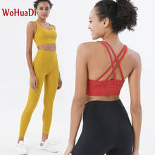 WOHUADI Seamless Yoga Set Women Gym Clothing Cross Backless Sports Bra High Waist Leggings Fitness Push Up Running Sportswear 2024 - buy cheap