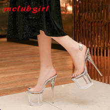 Mclubgirl-zapatos de tacón súper alto con plataforma, sandalias de cristal, impermeables, para banquete, WZ 2024 - compra barato