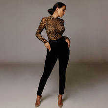 Fashion Pullover Leopard Printed Temperament Sexy Jumpsuit Long Sleeve Round Neck Slim Bodysuit Fall Winter Hot Style Clothing 2024 - buy cheap