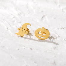 Halloween Ghost Pumpkin Stud Earrings For Women Girls Stainless Steel Gold Color Ear Stud Brincos earings fashion jewelry 2024 - buy cheap