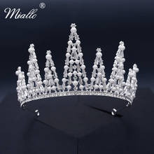 Miallo Bridal Wedding Accessories Pearl Hair Crown for Women Hair Jewelry Crystal Silver Color Tiaras and Crowns Headpiece GIftS 2024 - buy cheap