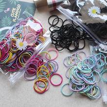 100pcs children's baby bold candy color black rubber band little girl does not hurt the hair tie simple hair rope 2024 - buy cheap