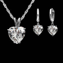 GIEMI romántico y hermoso corazón forma cristal collar pendiente Para Boda nupcial joyería conjunto S90 lleno 2024 - compra barato
