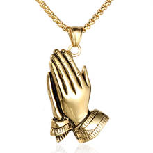 Stainless Steel Jesus Hand Bless Pendant Necklace Religious Christ Jesus Prayer Gold Necklaces Jewelry Gift For Him with Chain 2024 - buy cheap
