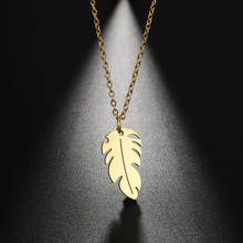 Skyrim 2021 модное ожерелье с подвеской в форме пера для женщин из нержавеющей стали золотого цвета ожерелья с цепочкой ювелирные изделия оптом 2024 - купить недорого
