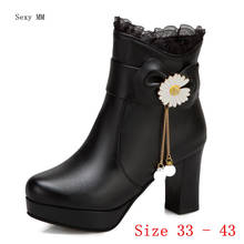 Spring Autumn Platform High Heels Ankle Boots Women Short Boots Ladies Shoes botas botte femme Small Plus Size 33 - 40 41 42 43 2024 - buy cheap