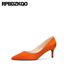 Suede Pumps Thin High Heels Women 2021 Pointed Toe China Fashion Size 4 34 8cm Big Medium Orange 10 42 Shoes 33 Stiletto Scarpin 2024 - buy cheap