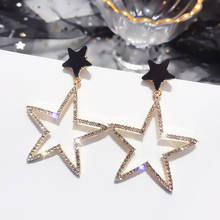 New Crystal Rhinestone Hollow Pentagram Drop Earrings for Women Fashion Jewelry Korea Shiny Earrings Party Brincos 2024 - buy cheap