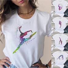 Gymnast Dancer T-Shirt Femme Watercolor Rainbow Gymnastics Art tshirt Women Summer White Tee Shirt Tops Cloth Streetwear Hipster 2024 - buy cheap