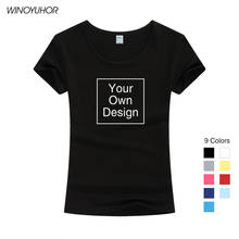 Camiseta feminina personalizada com seu próprio design, logotipo diy, imagem, camiseta personalizada para presente de aniversário, para garotas 2024 - compre barato