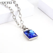 OUFEI Glass Stone Lock Necklace Stainless Steel Jewelry Woman Charms Necklace Bracelet Set Jewellery Accessories Free Shipping 2024 - buy cheap