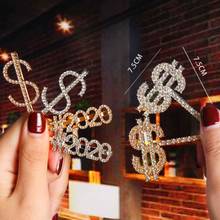 New Hairpins Crystal Shiny Rhinestones Word Letters $$ Hair Clips Women Styling Tool Hairgrip Diamond Hair Accessories Clips 2024 - buy cheap