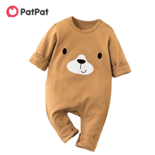 PatPat 2021 Spring and Autumn New Baby Cute Bear Design Brown Long-sleeve One Pieces Jumpsuit Baby Boy Clothes 2024 - buy cheap