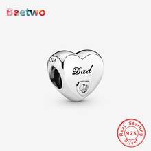 925 Sterling Silver Dad Heart Charm Beads Fit Original Pandora Charms Bracelet Bead Women Fashion Jewelry Berloque 2024 - buy cheap