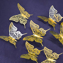 12 шт., 3D-наклейки на стену в виде бабочки 2024 - купить недорого