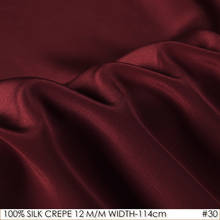 SILK CREPE DE CHINE 114cm width 12momme/100% Natural Mulberry Silk Fabric DIY Matt Color Women Evening Dress Dark Wine Red NO 30 2024 - buy cheap