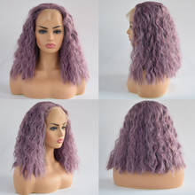 Yomagic Curly Lace Front Wigs with Natural Hairline Purple Synthetic Hair Wigs Heat Resistant Fiber Hair Guless Lace Wigs 2024 - buy cheap