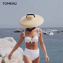 TOMKHU новая шляпа от солнца с широкими полями большая флоппи женская летняя шляпа УФ Солнцезащитная соломенная туристическая Шляпа Дерби пляжная кепка 18 см 2024 - купить недорого