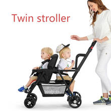 Carrinho de bebê duplo gêmeo, carrinho de criança, luz dobrável, sistema de viagem 2024 - compre barato