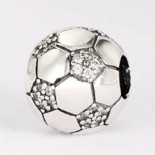 Free Shipping Authentic 925 Sterling Silver Soccer Football Charm Fit Original Pandora Bracelet For Women DIY Jewelry Beads 2024 - buy cheap