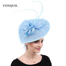 Chapéu escuro azul claro, chapéu fascinator grande, casamento, mulheres, elegcador, moda vintage, eventos, chá, formal 2024 - compre barato