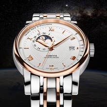 LOBINNI Men Watch Automatic Mechanical Sun Moon Clock Business Stainless Steel Band Wristwatch Sapphire Waterproof Watches 2024 - buy cheap