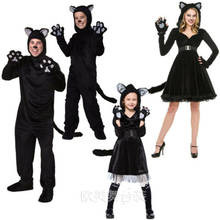 Платье с изображением медведя и черного кота; карнавальный костюм с изображением животных для сцены; костюм для родителей и ребенка; нарядное платье; детская одежда 2024 - купить недорого
