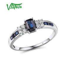 VISTOSO Pure 14K 585 White Gold Ring For Women Ring shining Diamond Blue Sapphire Luxury Wedding Engagement Elegant Fine Jewelry 2024 - buy cheap