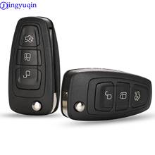 Складной чехол для ключей jingyuqin, с 3 кнопками, для Ford Focus Fiesta 2013, Fob HU101 Fo21, чехол с лезвием 2024 - купить недорого