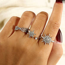 Conjunto de 3 unids/set de anillos de diamantes de imitación de estrella de aleación Vintage para mujer, anillo bohemio Midi para dedo, joyería para fiesta en la playa, gitana turca 2024 - compra barato
