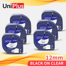 Uniplus 6pk compatível dymo etiqueta impressora dymo letratag etiqueta fita 12267 preto em claro 12mm para fita dymo lt fita impressora 4m 2024 - compre barato