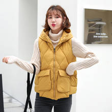 Women's Pockets Autumn Winter Vest Solid Hooded Zipper  Ladies Sleeveless Jacket Casual Waistcoat for Female 2021 2024 - buy cheap