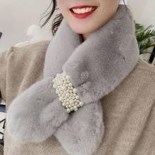 Women Solid Color Warm Faux Pearl Imitation Rabbit Fur Neck Scarf Warmer Wrap Winter Women Soft Scarf For Women 2024 - buy cheap