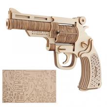 Modelo de arma de revolver, brinquedo educacional 3d, montado, quebra-cabeça de madeira, faça você mesmo, presente para crianças 2024 - compre barato