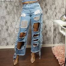 High Waist Straight Baggy Jeans Pant For Women Streetwear Loose Lady Sexy Tassel Ripped Hole Denim Jeans Boyfriend Jeans 2020 2024 - buy cheap